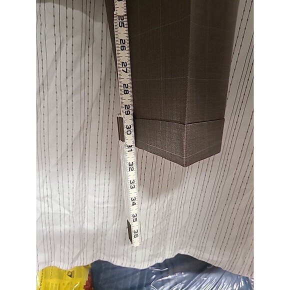 Faconnable Nordstroms 2 Piece Suit 42R 36/32 Slacks. Olive Green Pin Stripes. - Picture 9 of 9
